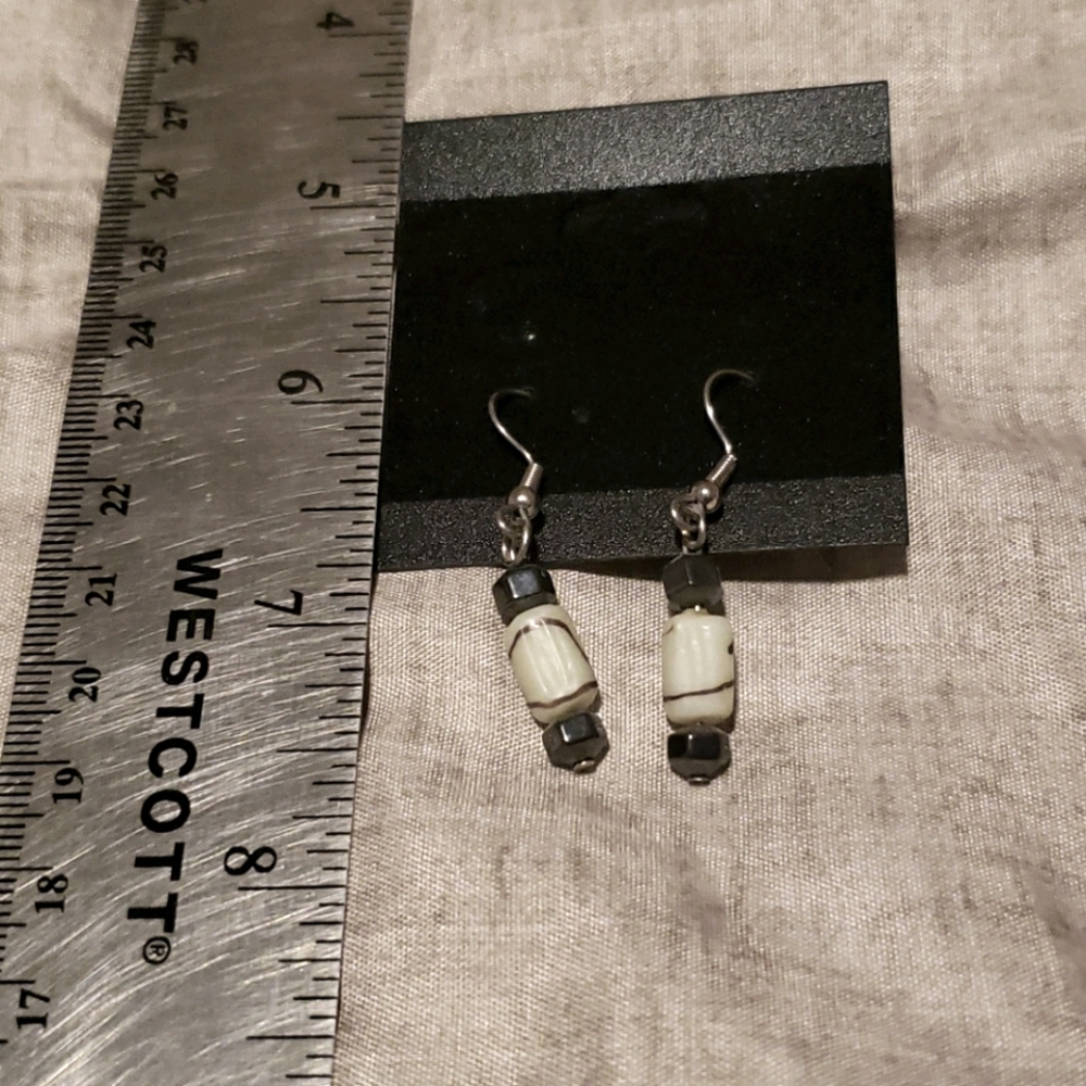 Hematite and bead earrings with hooks
